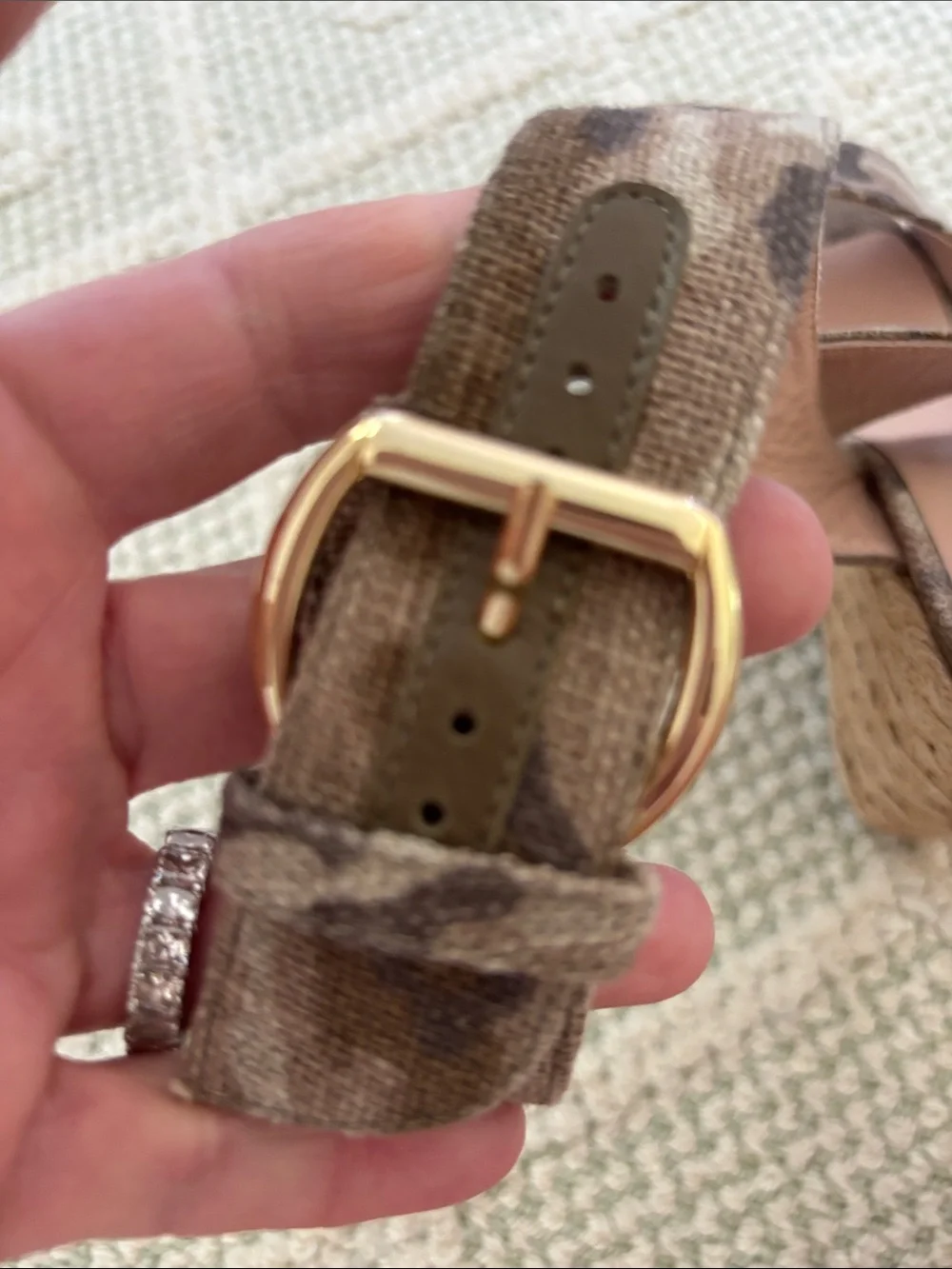 Stuart Weitzman canvas camo wedge sz 8 - Picture 6 of 6